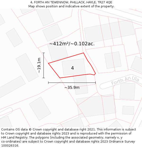 4, FORTH AN TEWENNOW, PHILLACK, HAYLE, TR27 4QE: Plot and title map