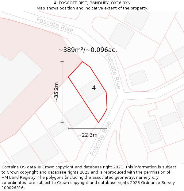 4, FOSCOTE RISE, BANBURY, OX16 9XN: Plot and title map
