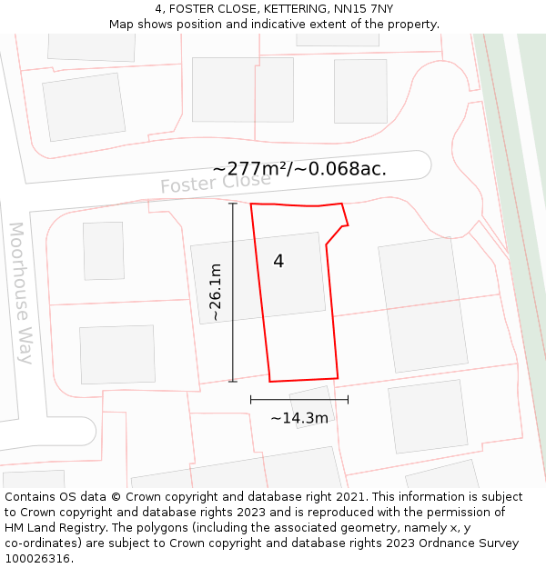 4, FOSTER CLOSE, KETTERING, NN15 7NY: Plot and title map