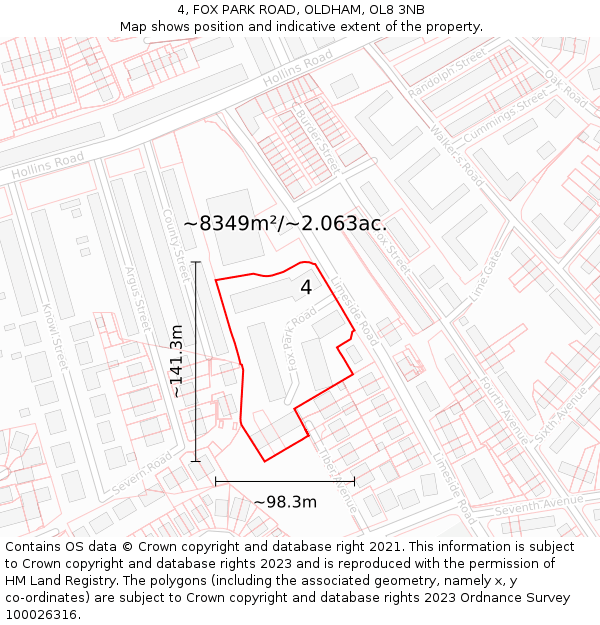 4, FOX PARK ROAD, OLDHAM, OL8 3NB: Plot and title map