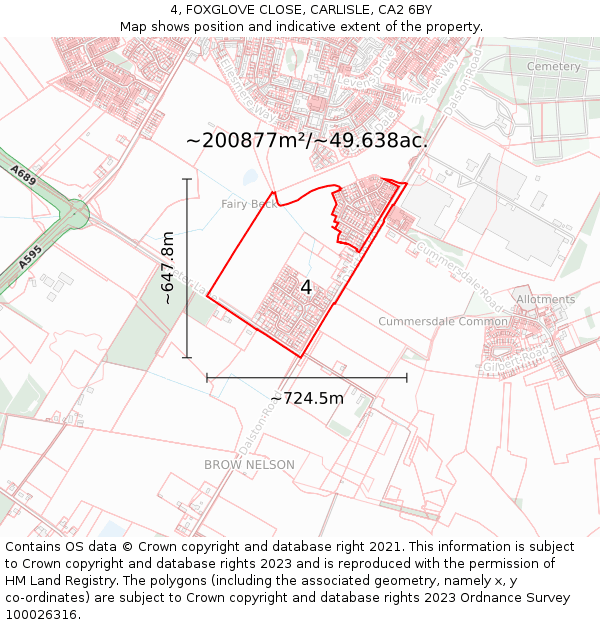 4, FOXGLOVE CLOSE, CARLISLE, CA2 6BY: Plot and title map