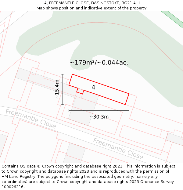 4, FREEMANTLE CLOSE, BASINGSTOKE, RG21 4JH: Plot and title map