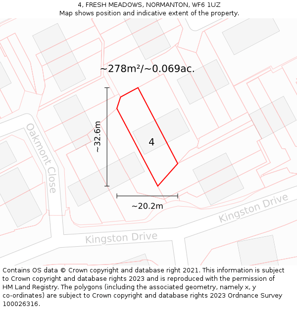 4, FRESH MEADOWS, NORMANTON, WF6 1UZ: Plot and title map