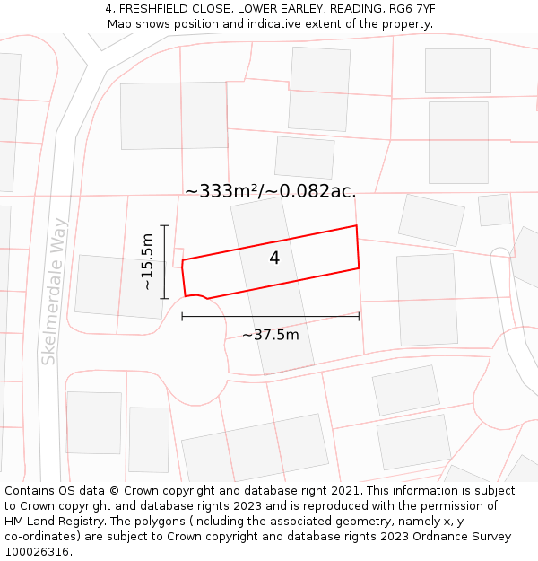 4, FRESHFIELD CLOSE, LOWER EARLEY, READING, RG6 7YF: Plot and title map
