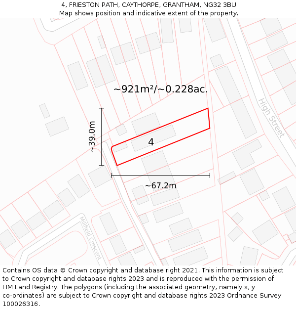 4, FRIESTON PATH, CAYTHORPE, GRANTHAM, NG32 3BU: Plot and title map