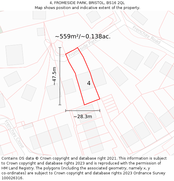 4, FROMESIDE PARK, BRISTOL, BS16 2QL: Plot and title map