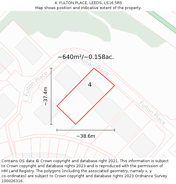 4, FULTON PLACE, LEEDS, LS16 5RS: Plot and title map