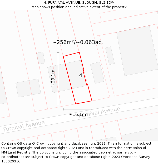 4, FURNIVAL AVENUE, SLOUGH, SL2 1DW: Plot and title map