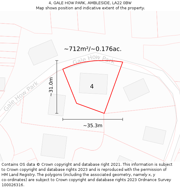 4, GALE HOW PARK, AMBLESIDE, LA22 0BW: Plot and title map
