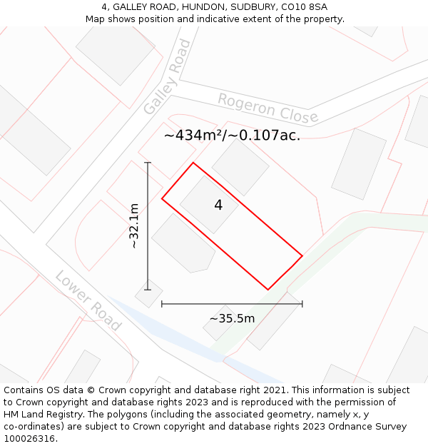 4, GALLEY ROAD, HUNDON, SUDBURY, CO10 8SA: Plot and title map