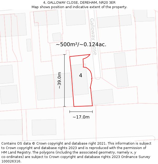 4, GALLOWAY CLOSE, DEREHAM, NR20 3ER: Plot and title map