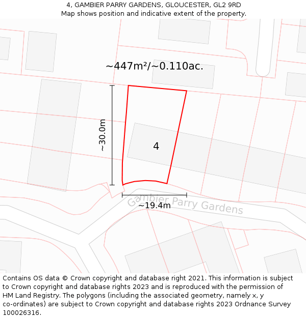 4, GAMBIER PARRY GARDENS, GLOUCESTER, GL2 9RD: Plot and title map