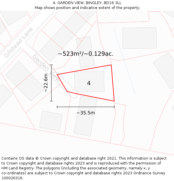 4, GARDEN VIEW, BINGLEY, BD16 3LL: Plot and title map