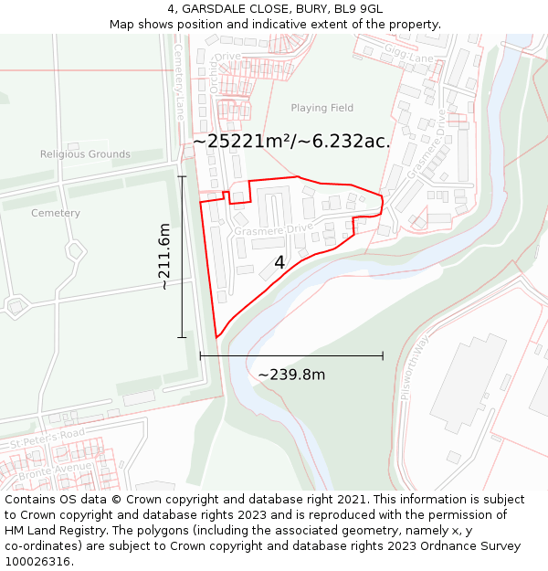 4, GARSDALE CLOSE, BURY, BL9 9GL: Plot and title map