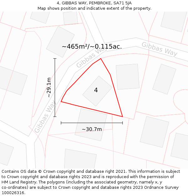 4, GIBBAS WAY, PEMBROKE, SA71 5JA: Plot and title map