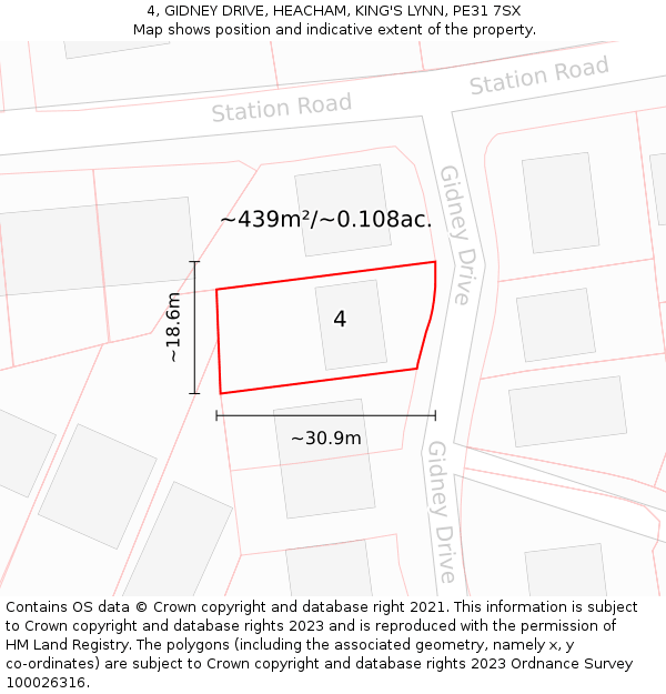 4, GIDNEY DRIVE, HEACHAM, KING'S LYNN, PE31 7SX: Plot and title map