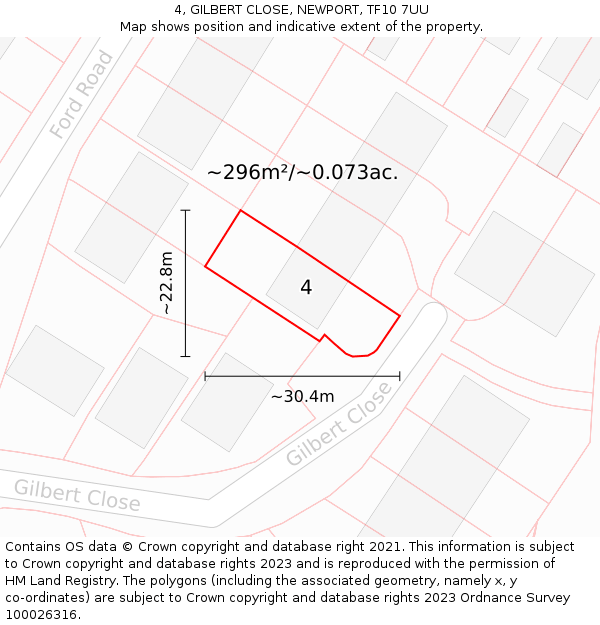 4, GILBERT CLOSE, NEWPORT, TF10 7UU: Plot and title map
