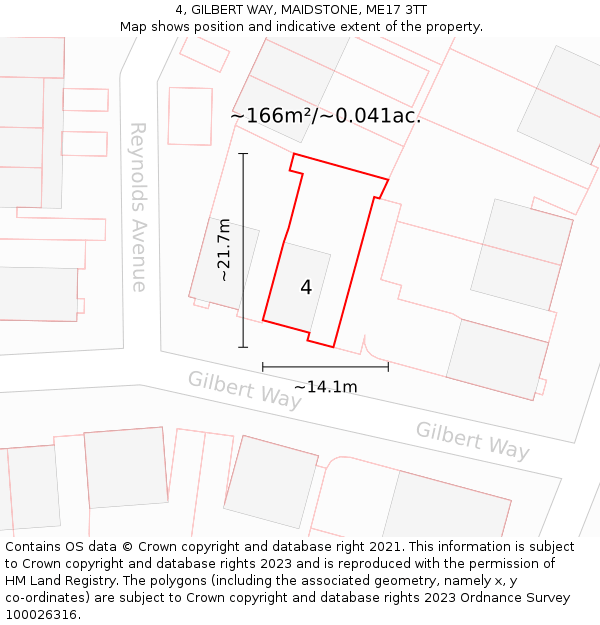 4, GILBERT WAY, MAIDSTONE, ME17 3TT: Plot and title map