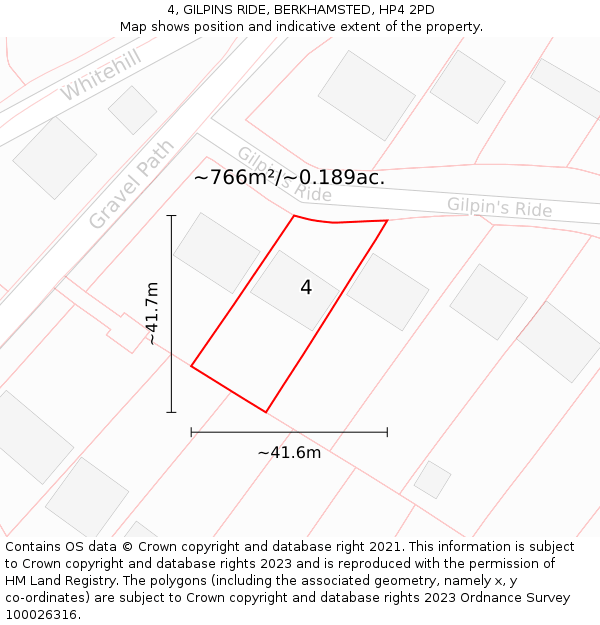 4, GILPINS RIDE, BERKHAMSTED, HP4 2PD: Plot and title map