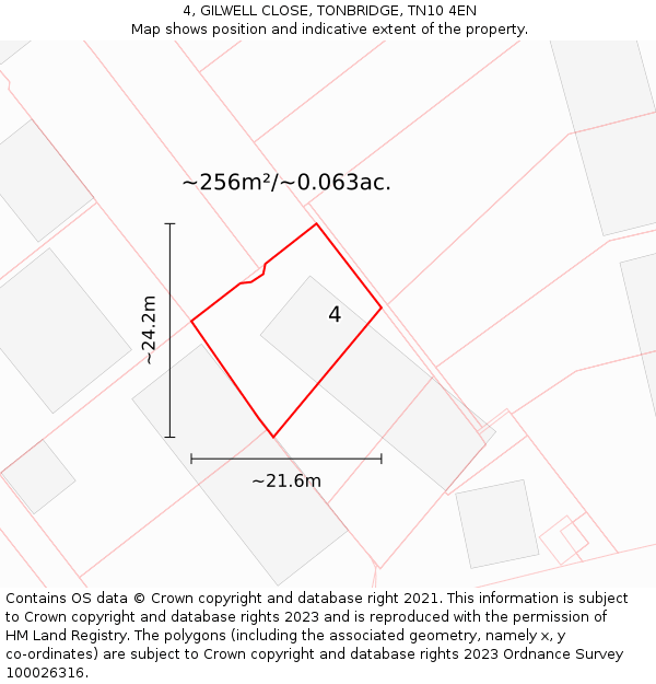 4, GILWELL CLOSE, TONBRIDGE, TN10 4EN: Plot and title map