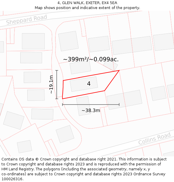 4, GLEN WALK, EXETER, EX4 5EA: Plot and title map