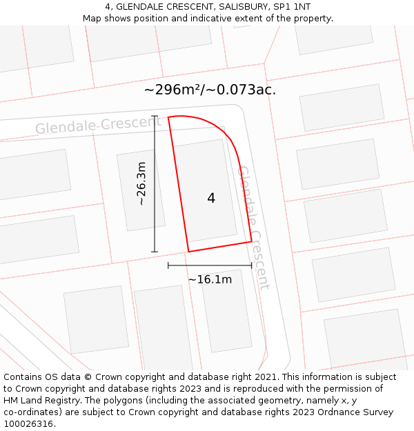 4, GLENDALE CRESCENT, SALISBURY, SP1 1NT: Plot and title map
