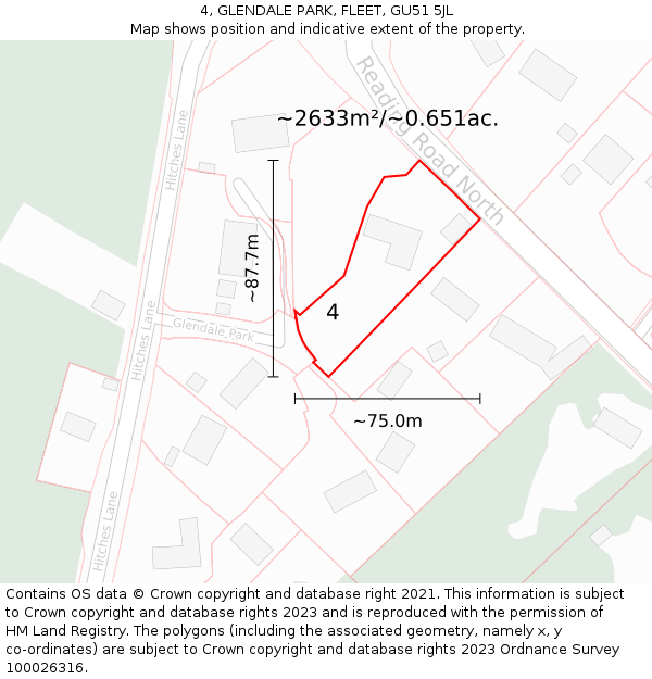 4, GLENDALE PARK, FLEET, GU51 5JL: Plot and title map