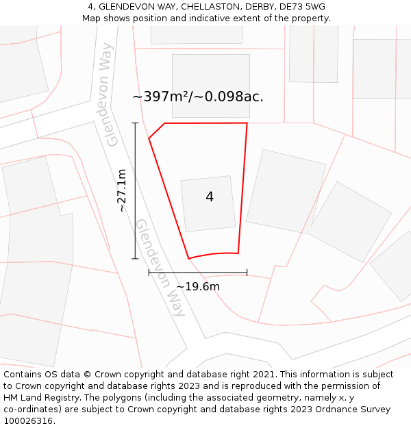 4, GLENDEVON WAY, CHELLASTON, DERBY, DE73 5WG: Plot and title map