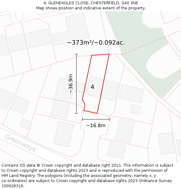 4, GLENEAGLES CLOSE, CHESTERFIELD, S40 3NE: Plot and title map