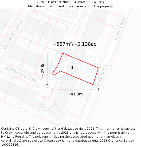 4, GLENEAGLES DRIVE, LANCASTER, LA1 3RP: Plot and title map