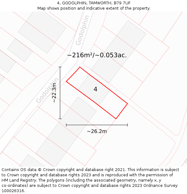4, GODOLPHIN, TAMWORTH, B79 7UF: Plot and title map