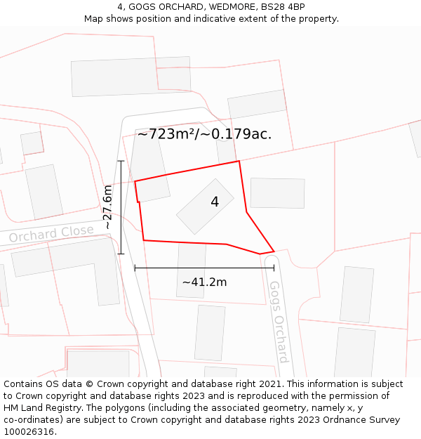 4, GOGS ORCHARD, WEDMORE, BS28 4BP: Plot and title map