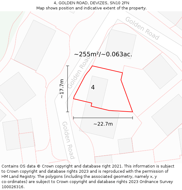 4, GOLDEN ROAD, DEVIZES, SN10 2FN: Plot and title map
