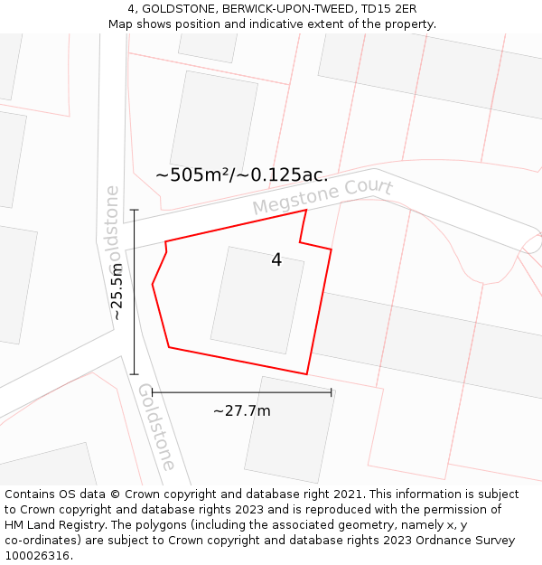 4, GOLDSTONE, BERWICK-UPON-TWEED, TD15 2ER: Plot and title map