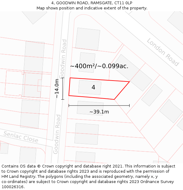4, GOODWIN ROAD, RAMSGATE, CT11 0LP: Plot and title map