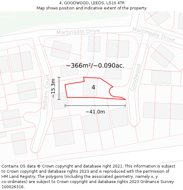 4, GOODWOOD, LEEDS, LS10 4TR: Plot and title map