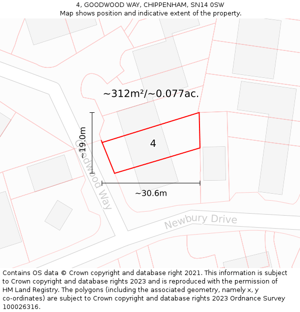 4, GOODWOOD WAY, CHIPPENHAM, SN14 0SW: Plot and title map