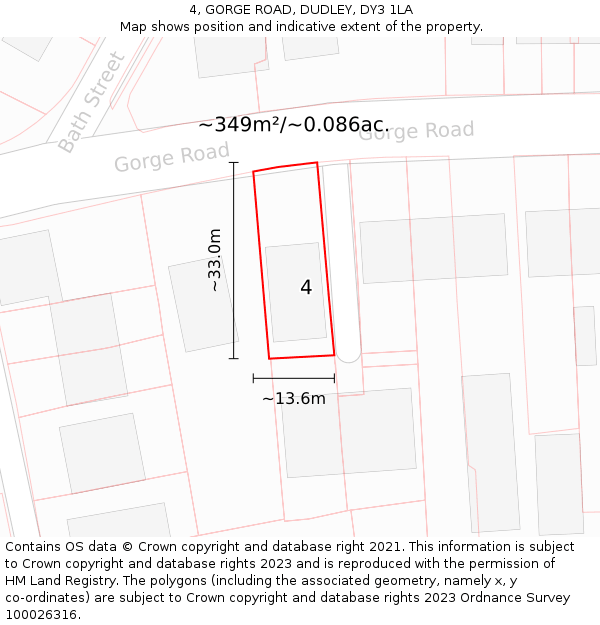 4, GORGE ROAD, DUDLEY, DY3 1LA: Plot and title map