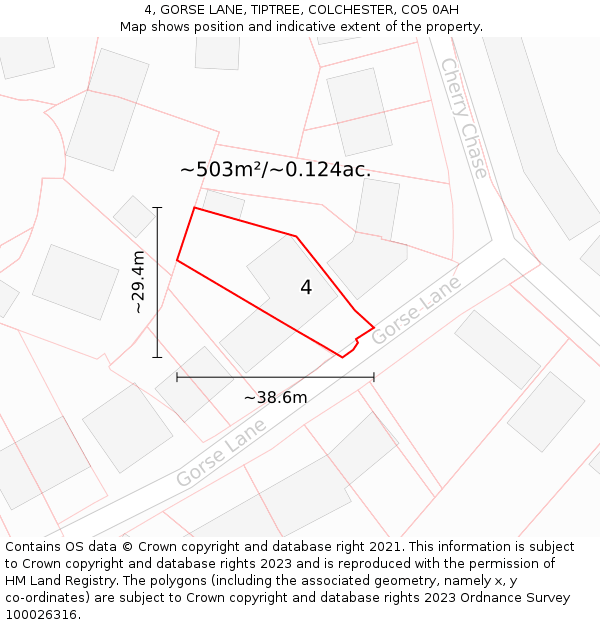 4, GORSE LANE, TIPTREE, COLCHESTER, CO5 0AH: Plot and title map
