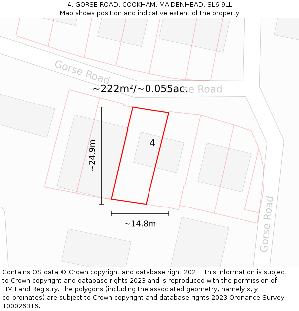 4, GORSE ROAD, COOKHAM, MAIDENHEAD, SL6 9LL: Plot and title map