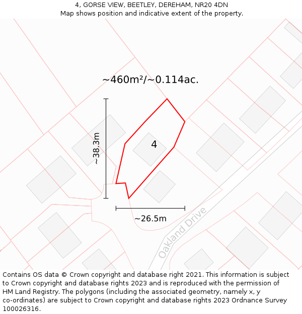 4, GORSE VIEW, BEETLEY, DEREHAM, NR20 4DN: Plot and title map