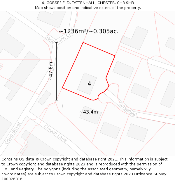 4, GORSEFIELD, TATTENHALL, CHESTER, CH3 9HB: Plot and title map