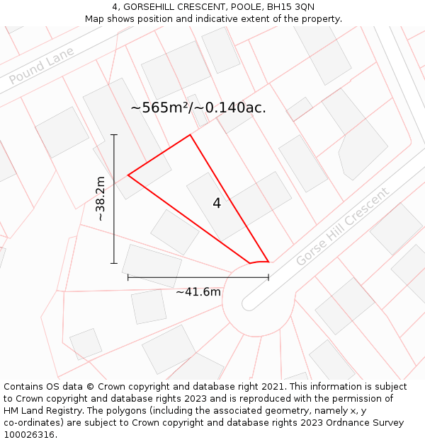4, GORSEHILL CRESCENT, POOLE, BH15 3QN: Plot and title map