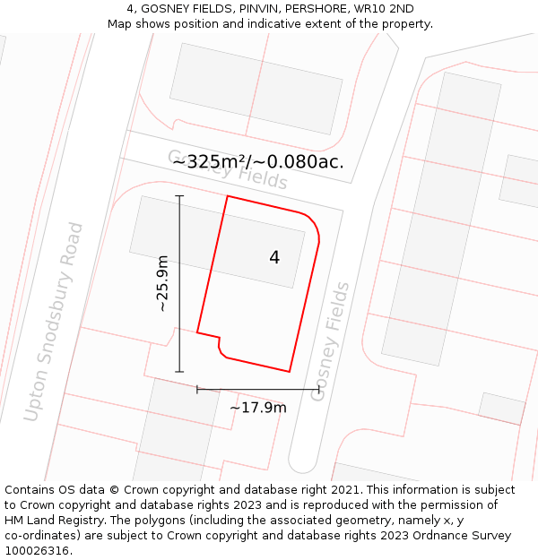 4, GOSNEY FIELDS, PINVIN, PERSHORE, WR10 2ND: Plot and title map