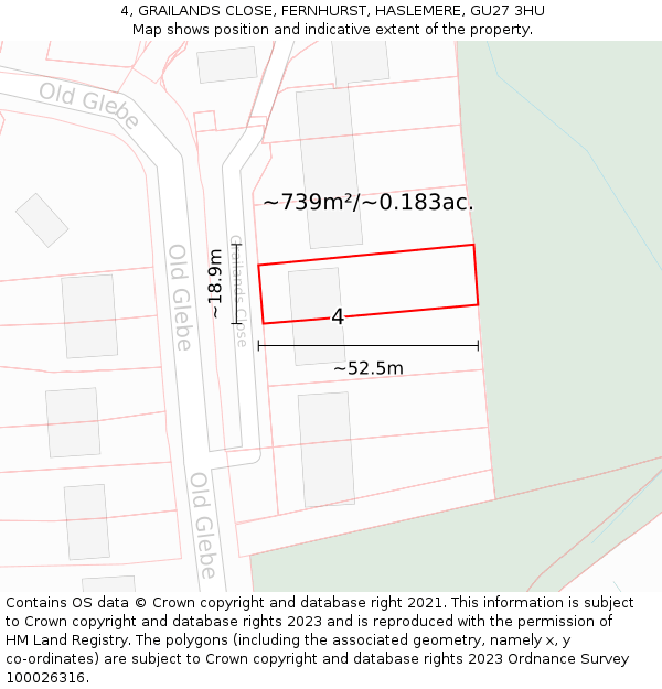 4, GRAILANDS CLOSE, FERNHURST, HASLEMERE, GU27 3HU: Plot and title map