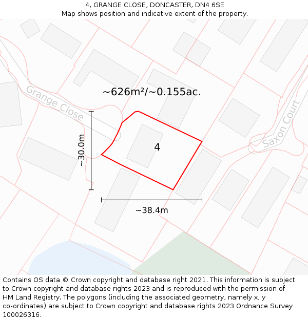 4, GRANGE CLOSE, DONCASTER, DN4 6SE: Plot and title map