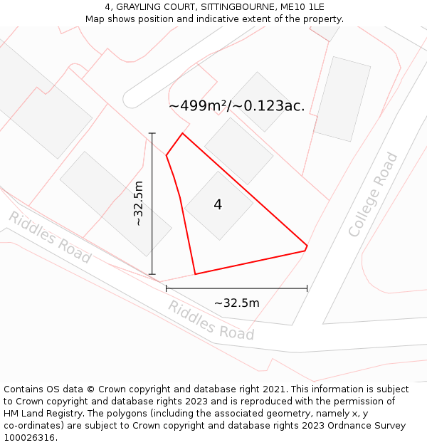 4, GRAYLING COURT, SITTINGBOURNE, ME10 1LE: Plot and title map
