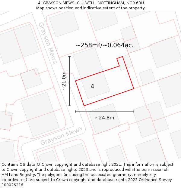 4, GRAYSON MEWS, CHILWELL, NOTTINGHAM, NG9 6RU: Plot and title map
