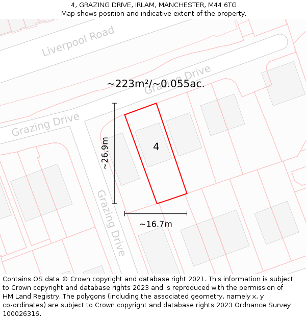 4, GRAZING DRIVE, IRLAM, MANCHESTER, M44 6TG: Plot and title map