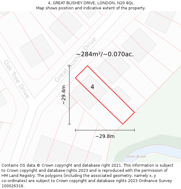 4, GREAT BUSHEY DRIVE, LONDON, N20 8QL: Plot and title map